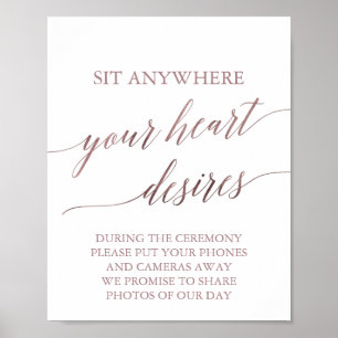 Poster Élégant Rose Gold Calligraphie Votre coeur désire
