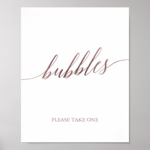 Poster Élégant Rose Gold Calligraphy Bulles Signe