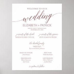 Poster Élégant Rose Gold Calligraphy Sm Wedding Programme