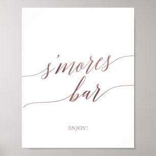 Poster Élégant Rose Gold Calligraphy S'mores Bar Sign