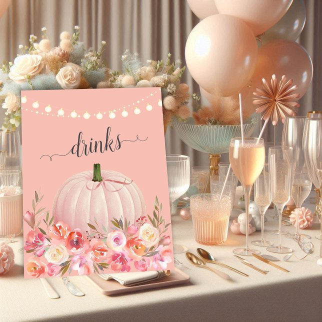 Poster Élégant Rose Gold Citrouille Baby shower Boissons (Créateur téléchargé)