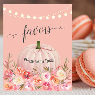 Poster Elégant Rose Gold Citrouille Baby shower Faveurs