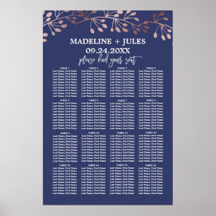 Poster Élégant Rose Gold et Mariage de la Marine