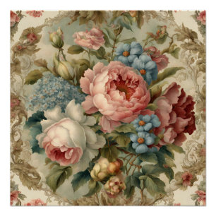 Poster Élégant Rose victorien, Fleurs de Jardin