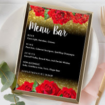 Élégant rouge Rose Mariage Barre de menu Signer