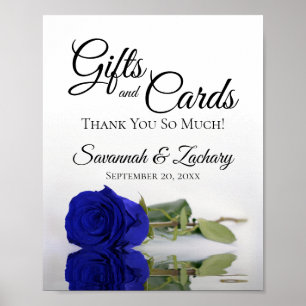 Poster Élégant Royal Blue Rose Cadeaux et Cartes Mariage 