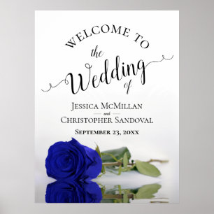 Poster Elégant Royal Blue Rose Classy Mariage Bienvenue