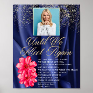 Poster Elegant Royal Blue Velvet Floral Funeral Poem Sign
