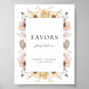 Poster Elégant Rustique Floral Romantique Mariage Faveurs