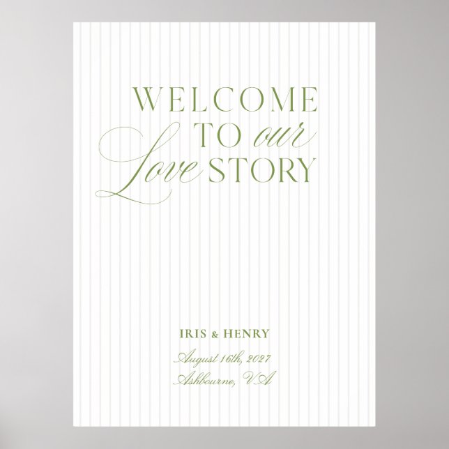 Poster Elegant Sage Green & Beige Wedding Welcome Sign  (Devant)