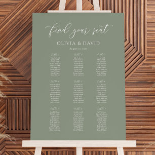 Poster Elégant Sage Green Color 9 table Seating Chart