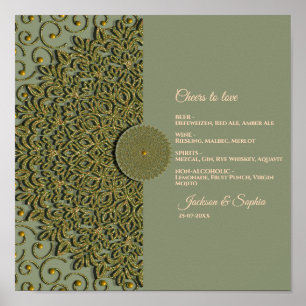 Poster Elégant Sage moderne vert & or classique panneau d