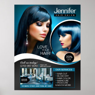 Poster Élégant salon de coiffure noire