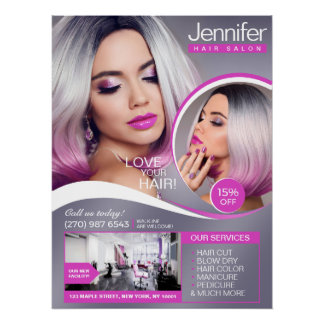 Poster Elégant Salon de Coiffure Rose, Salon De Beauté -