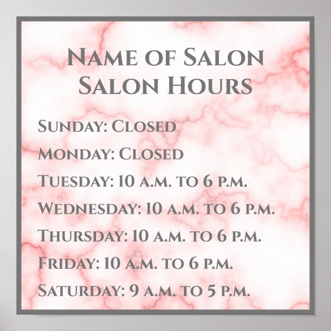 Poster Elégant Salon de Marbre Rose Faux Heures (Devant)