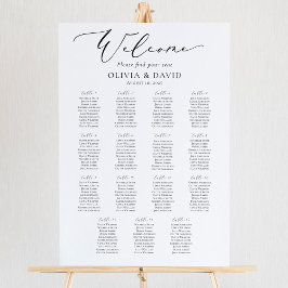 Poster Élégant Script 15 Tables Welcome Seating Chart