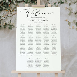 Poster Élégant Script 18 Tables Welcome Seating Chart