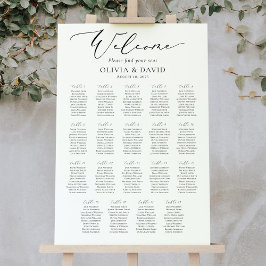 Poster Élégant Script 19 Tables Welcome Seating Chart