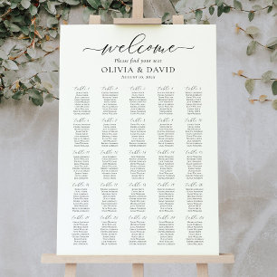 Poster Élégant Script 25 Tables Welcome Seating Chart