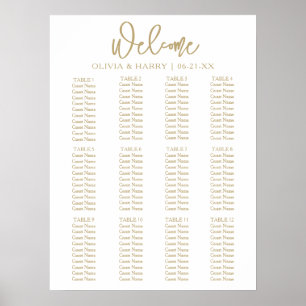 Poster Élégant Script moderne Simple Mariage Seating Char