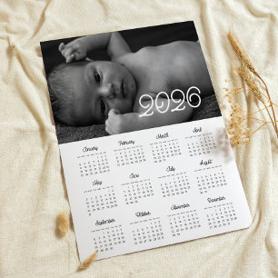 Poster Élégant script vintage calendrier photo 2024