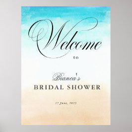 Poster Élégant Shower Mariage Tropical et de Côte