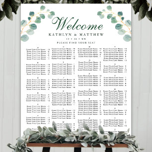 Poster Elégant siège alphabétique Mariage Eucalyptus