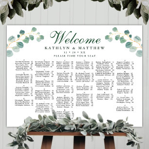 Poster Elégant siège alphabétique Mariage Eucalyptus