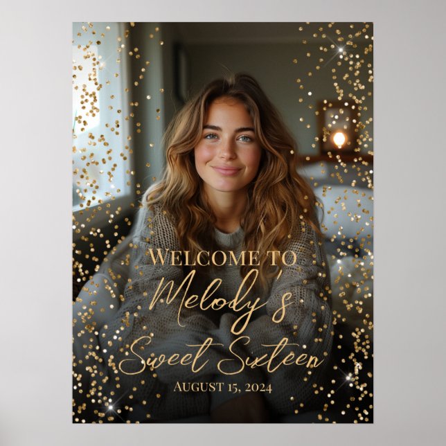 Poster Elégant signe d'anniversaire sweet sixteen (Devant)