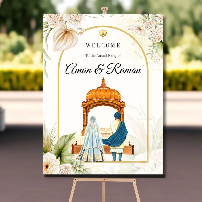 Poster Élégant signe de bienvenue mariage sikh (Créateur téléchargé)