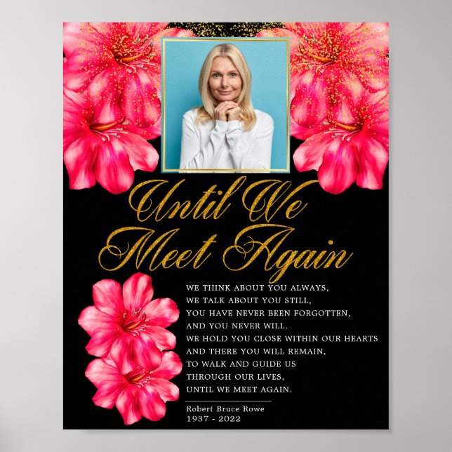 Poster Élégant signe de poème funéraire floral (Devant)
