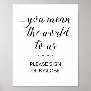 Poster Élégant S'Il Vous Plaît Signer Notre Mariage Globe