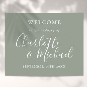 Poster Elegant Silver Sage Signature Wedding Welcome