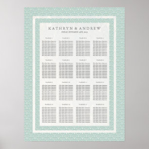 Poster Elégant Soft Green Seigaiha Mariage Chart