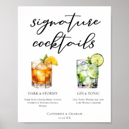Poster Elégant soir Signature Cocktails Menu Mariage