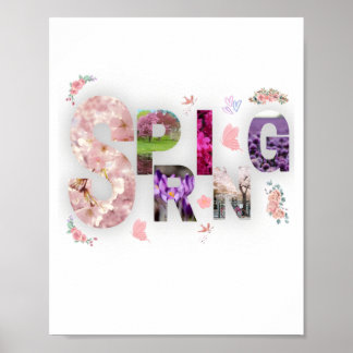 Poster Elegant Spring Blooms Floral Typography Photo Coll
