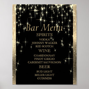Poster Élégant Starlights noir et or - Menu Bar
