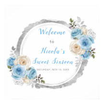 Elégant Sweet sixteen aux fleurs bleu foncé