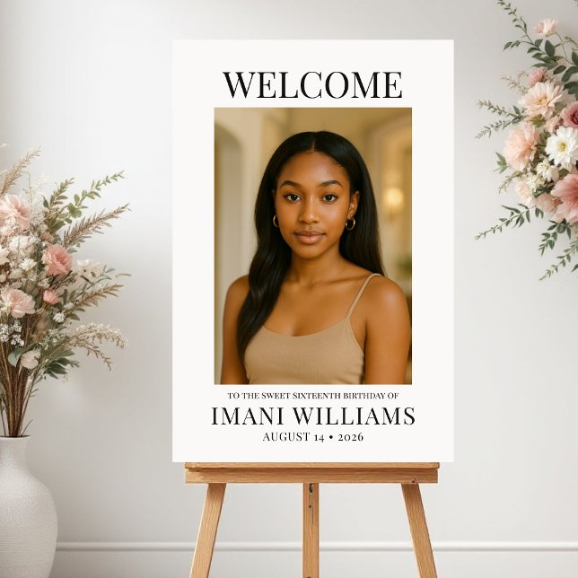 Poster Elegant Sweet Sixteen Photo Birthday Welcome (Créateur téléchargé)
