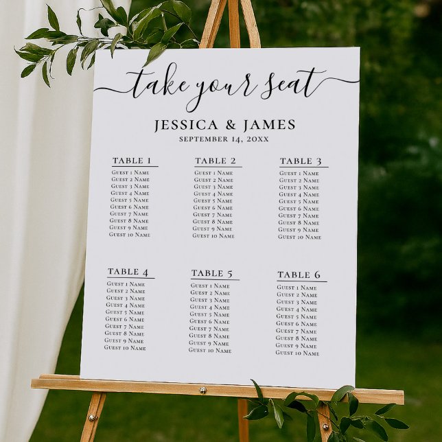 Poster Élégant Tableau De Mariage Avec 6 Tables (Créateur téléchargé)