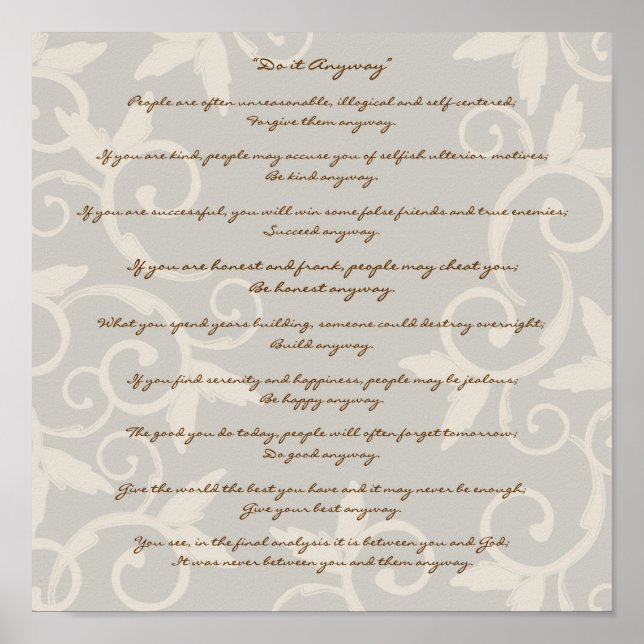 Poster Élégant Tan Le Faire De Toute Façon (Devant)