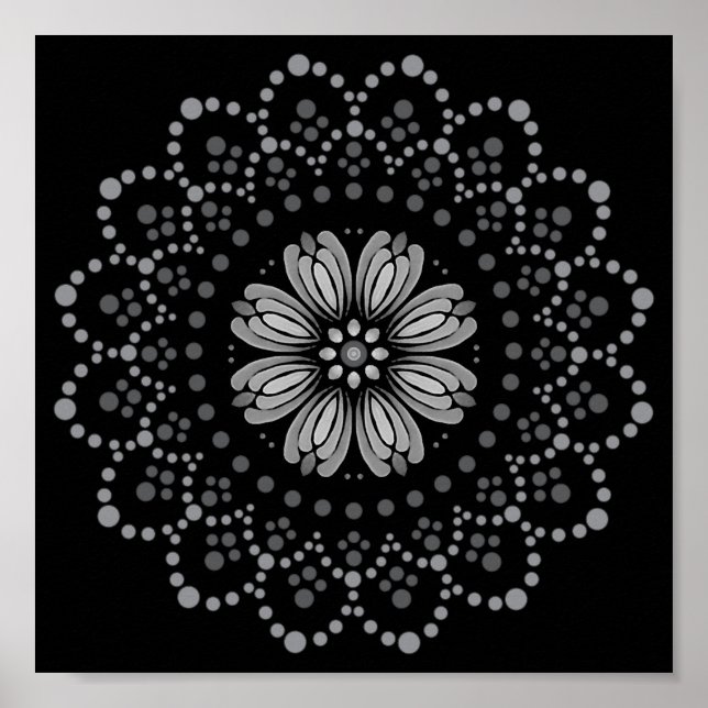 Poster Élégant téléchargeable Floral Mandala Modèle (Devant)
