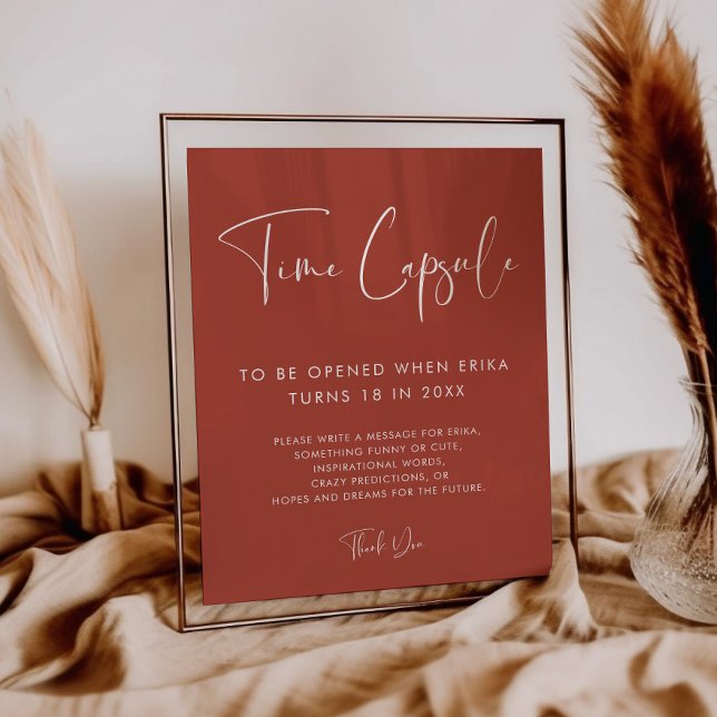 Poster Elégant Terracotta Time capsule 1er Anniversaire s (Créateur téléchargé)