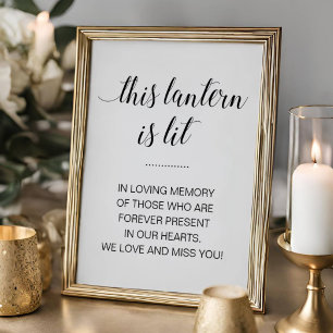 Poster Elegant This Lantern Is Lit Wedding Memorial Sign