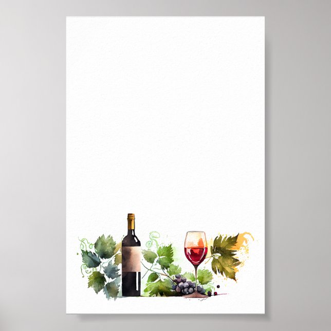 Poster Élégant Vignoble aquarelle Script moderne (Devant)