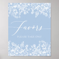 Élégant Vintage Dusty Blue Floral Faveurs Signe