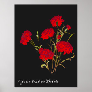 Poster Elégant Vintage Floral Carnation rouge sur mesure