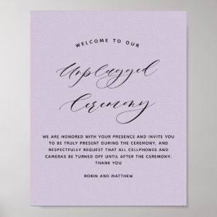 Poster Élégant Violet Débranché Cérémonie Mariage Signal