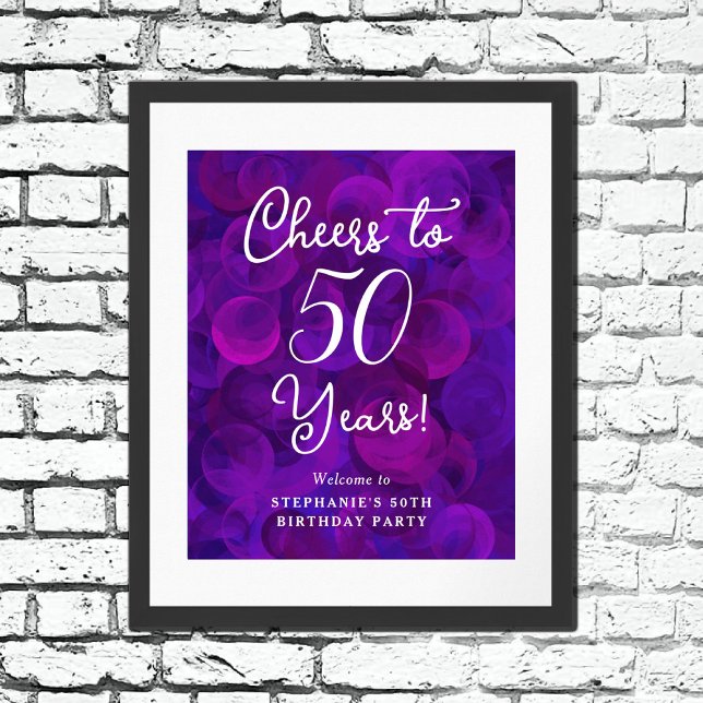 Poster Elégant violet encourage à 50 ans 50e anniversaire (Créateur téléchargé)