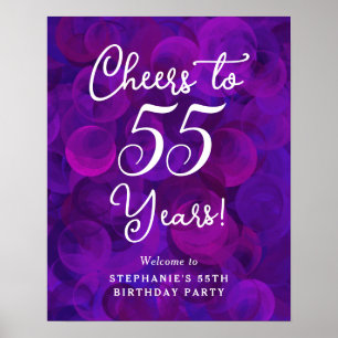 Poster Elégant violet encourage à 55 ans 55e anniversaire